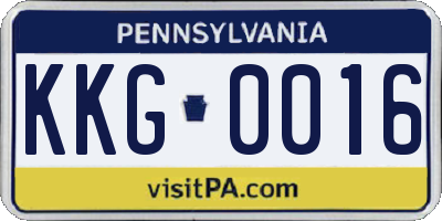 PA license plate KKG0016