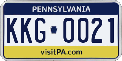 PA license plate KKG0021
