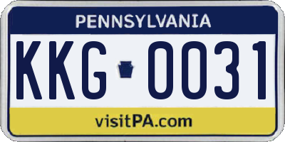 PA license plate KKG0031