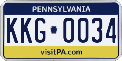 PA license plate KKG0034