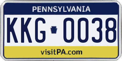 PA license plate KKG0038