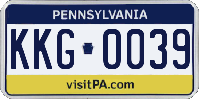 PA license plate KKG0039