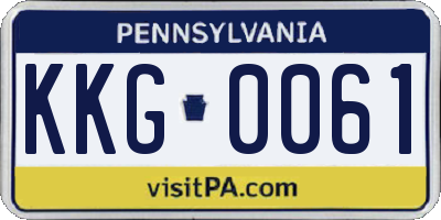 PA license plate KKG0061