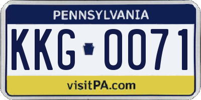 PA license plate KKG0071