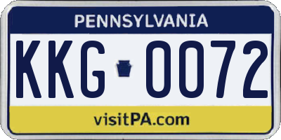 PA license plate KKG0072