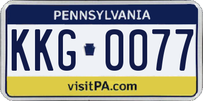 PA license plate KKG0077
