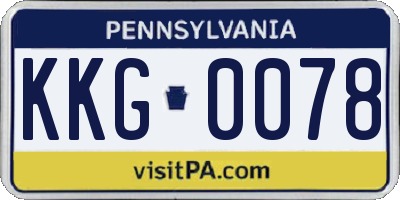 PA license plate KKG0078