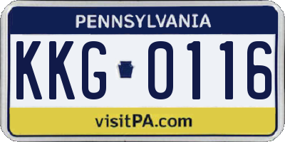 PA license plate KKG0116