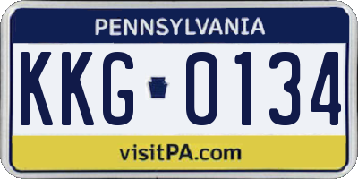 PA license plate KKG0134