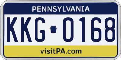 PA license plate KKG0168