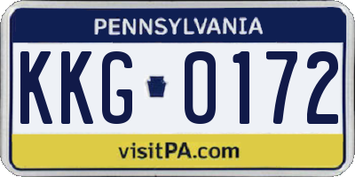 PA license plate KKG0172