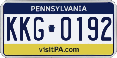 PA license plate KKG0192