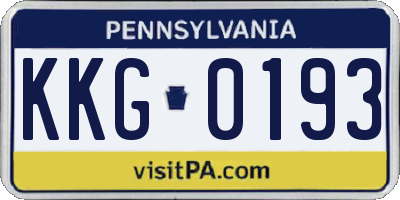 PA license plate KKG0193