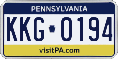 PA license plate KKG0194