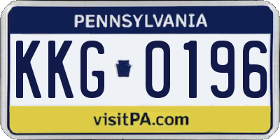 PA license plate KKG0196