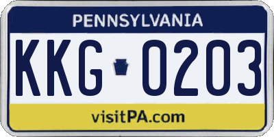 PA license plate KKG0203