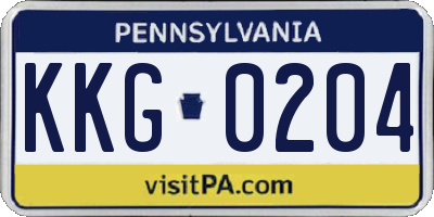 PA license plate KKG0204