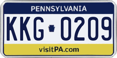 PA license plate KKG0209