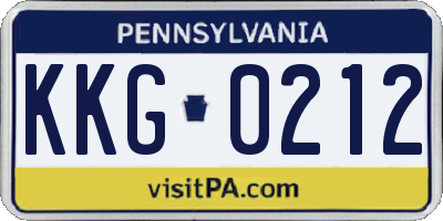 PA license plate KKG0212
