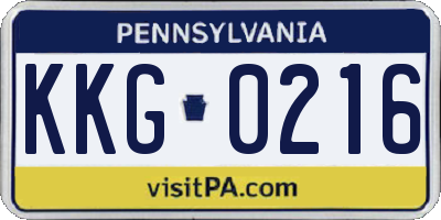 PA license plate KKG0216
