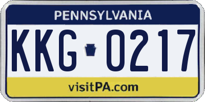 PA license plate KKG0217