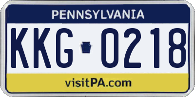 PA license plate KKG0218