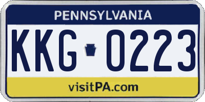 PA license plate KKG0223
