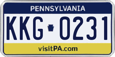 PA license plate KKG0231
