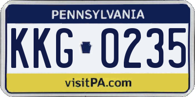 PA license plate KKG0235