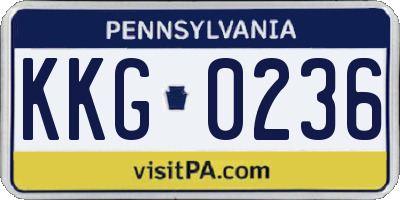 PA license plate KKG0236