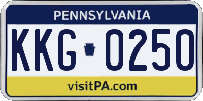 PA license plate KKG0250