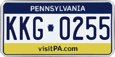 PA license plate KKG0255
