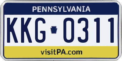 PA license plate KKG0311