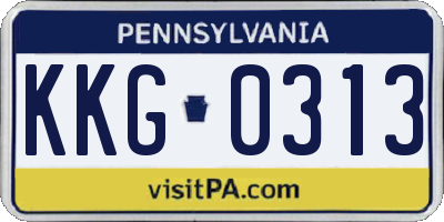 PA license plate KKG0313