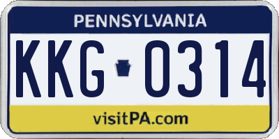 PA license plate KKG0314
