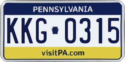 PA license plate KKG0315