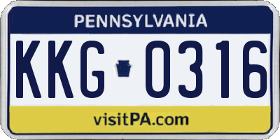PA license plate KKG0316