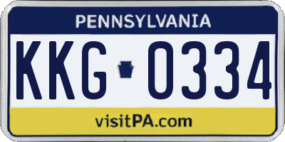 PA license plate KKG0334
