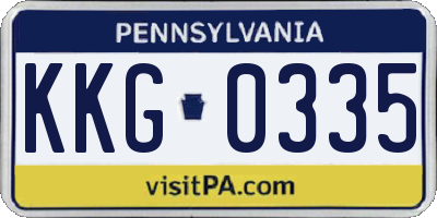 PA license plate KKG0335