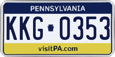 PA license plate KKG0353