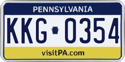 PA license plate KKG0354