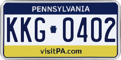 PA license plate KKG0402