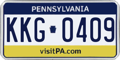 PA license plate KKG0409