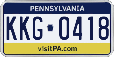 PA license plate KKG0418