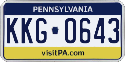PA license plate KKG0643
