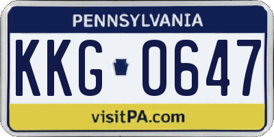PA license plate KKG0647