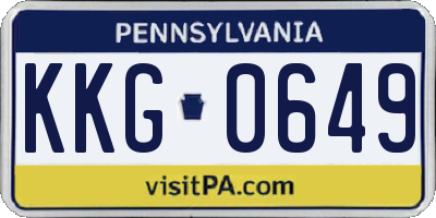 PA license plate KKG0649
