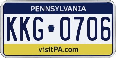 PA license plate KKG0706