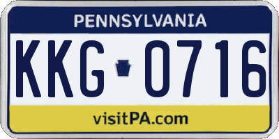 PA license plate KKG0716