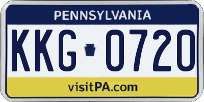 PA license plate KKG0720
